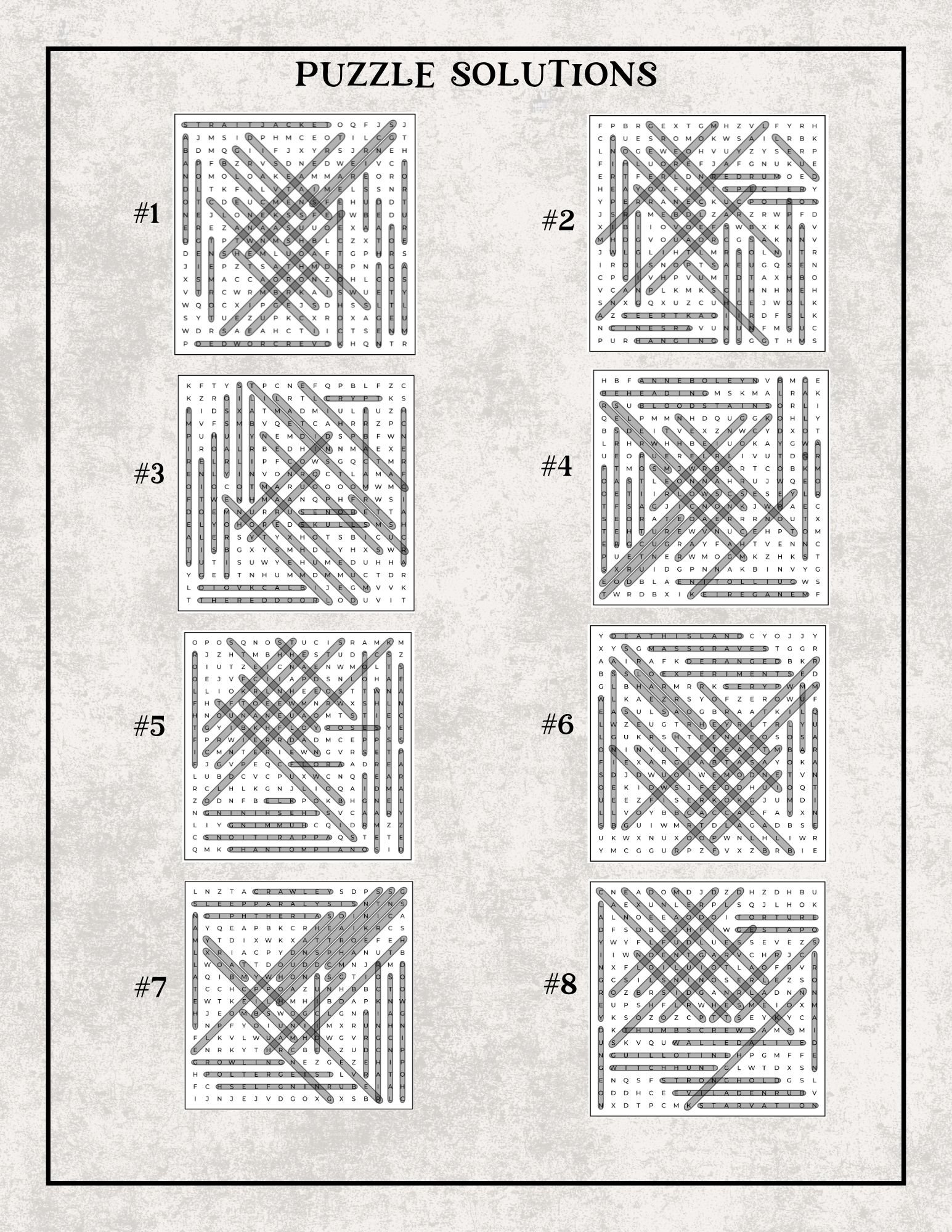 Haunted Word Search Solutions