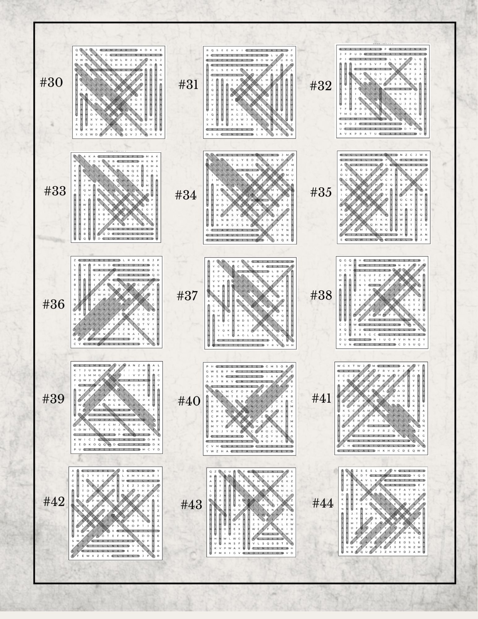 Creepy Word Search Solutions