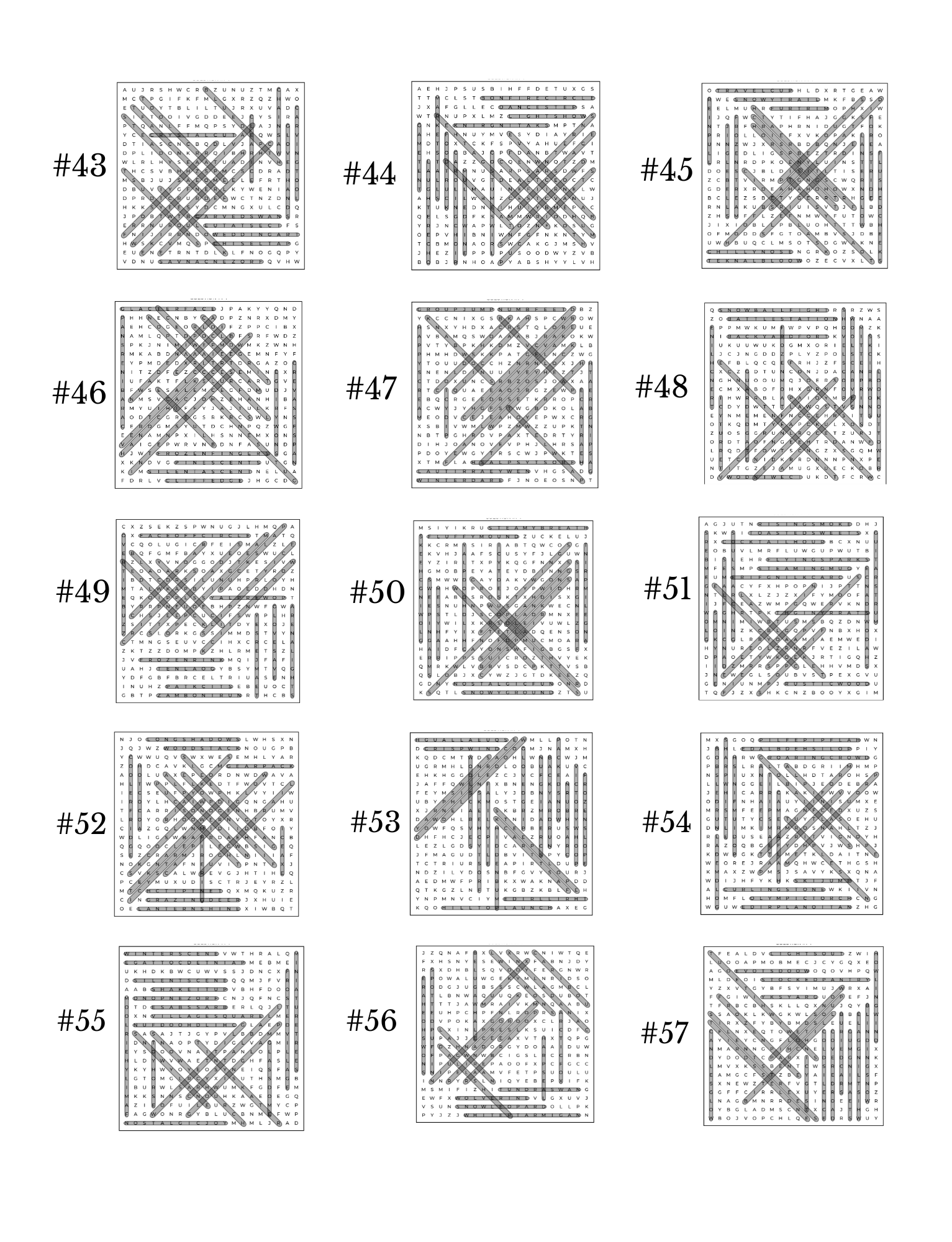 Winter Word Search Solutions