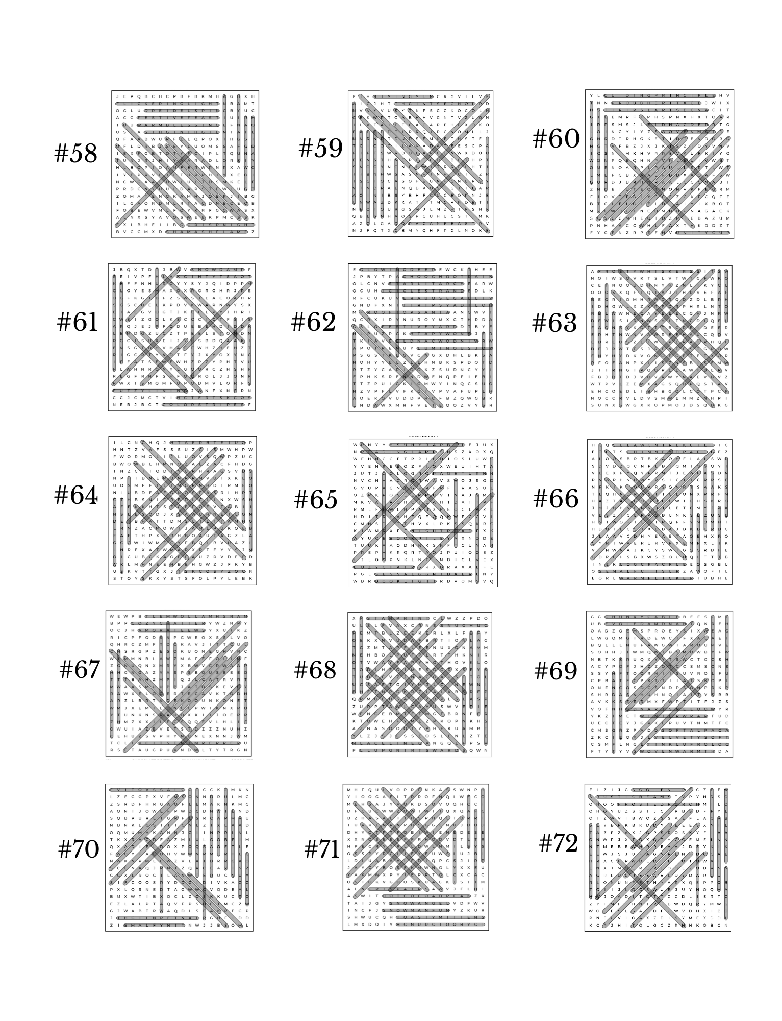 Winter Word Search Solutions