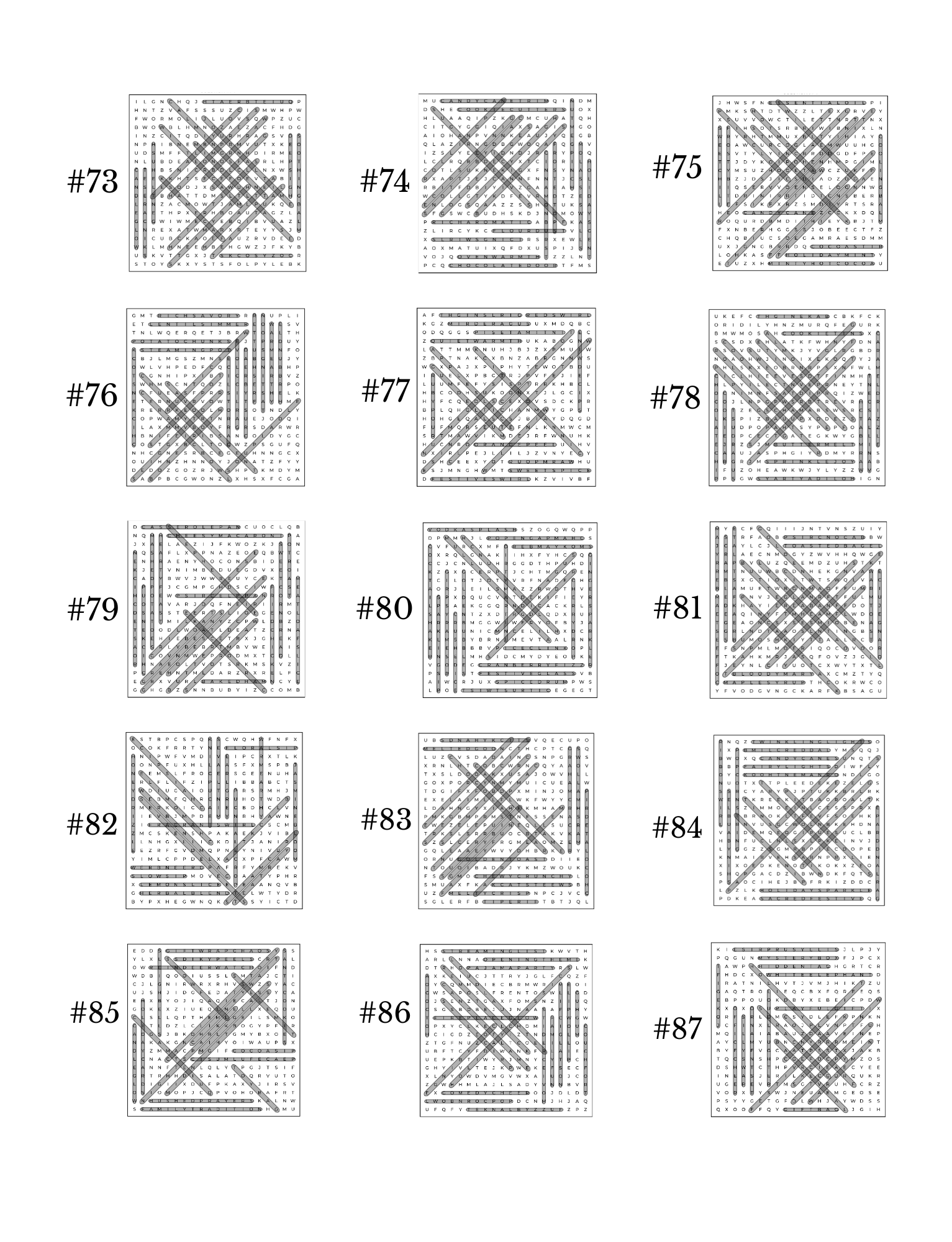 Winter Word Search Solutions